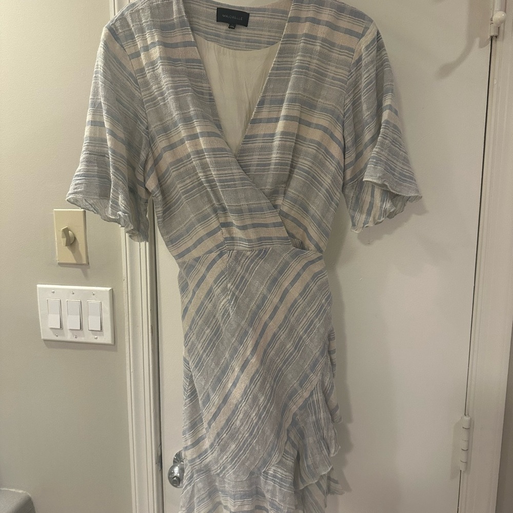 MAJORELLE Blue & Cream Striped Top